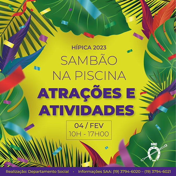 Sambão na Piscina 2023 vai agitar a Hípica no sábado, 04/02